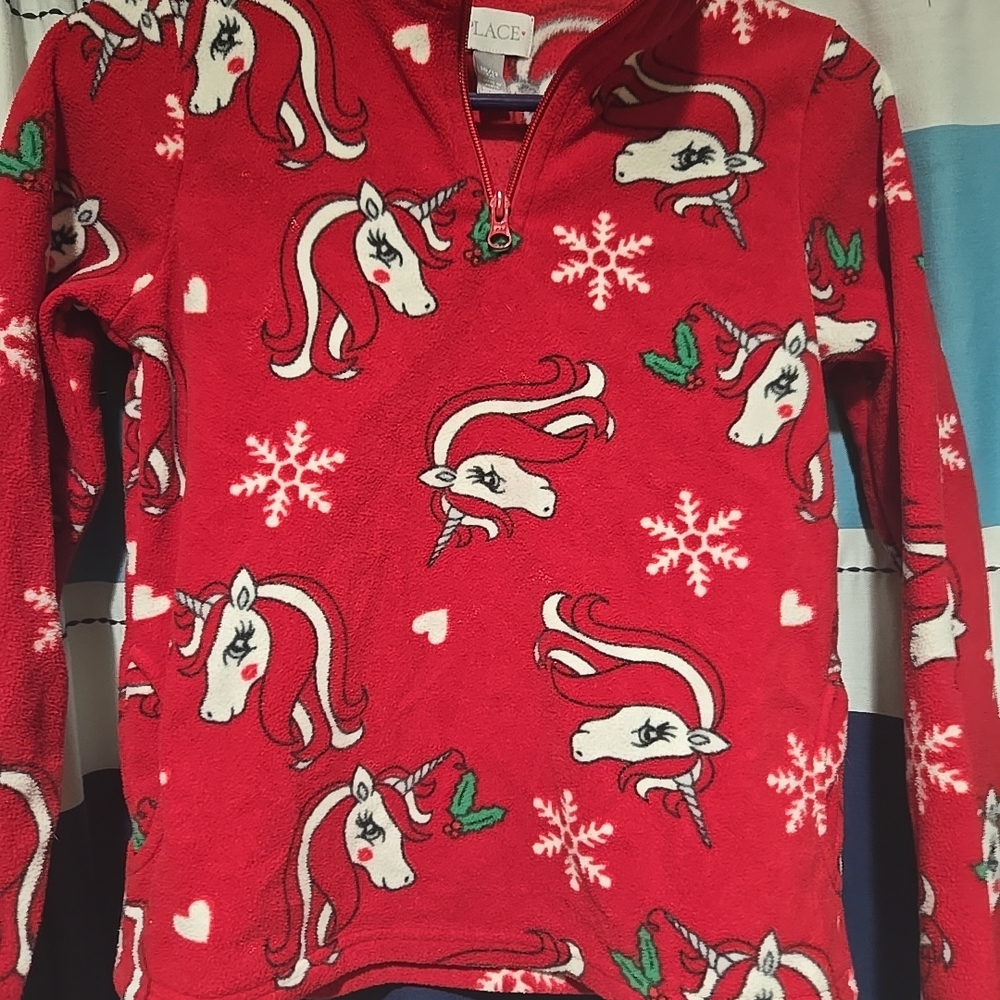 The Children's Place Red Unicorn Fleece Hoodie